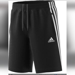 Adidas Shorts Youth Unisex Black 3 Stripes Size Medium, Zipper Pockets